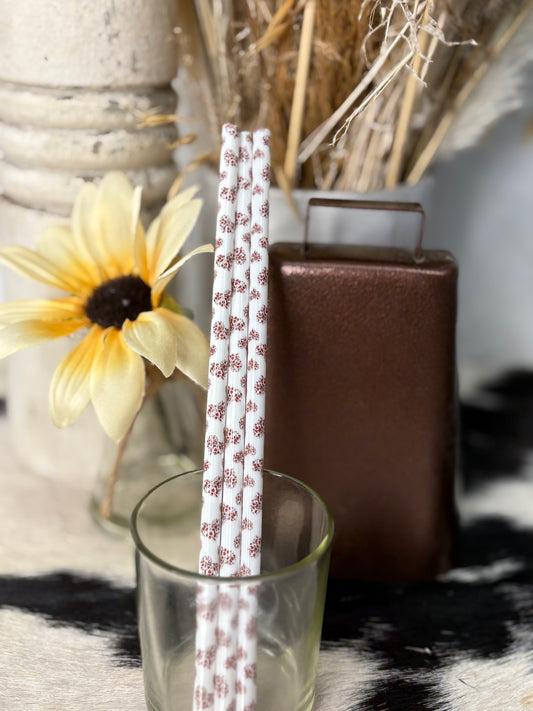 cheetah Print Hearts Straw