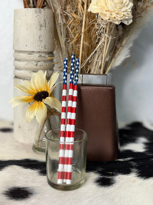 American Flag Straw